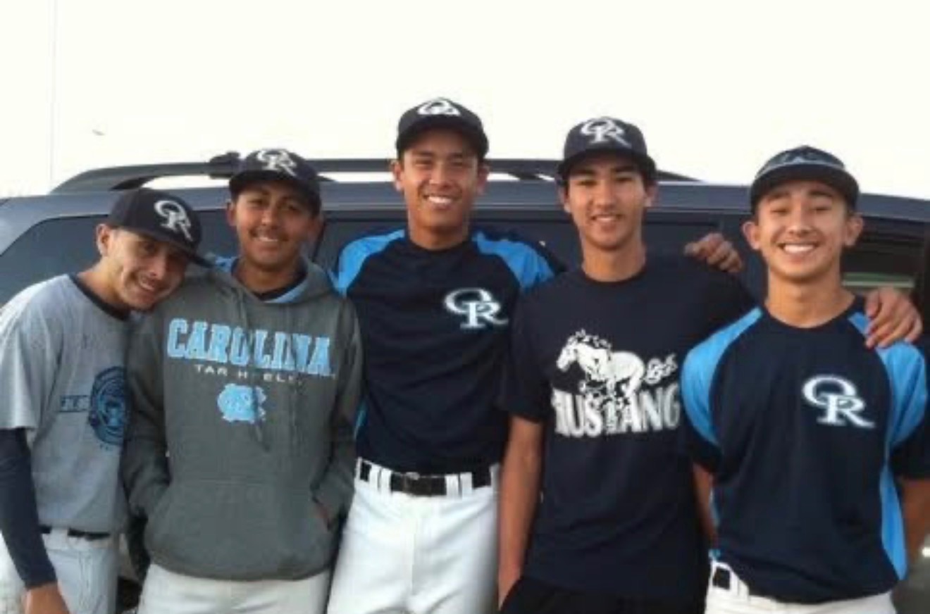 Austin with his baseball teammates